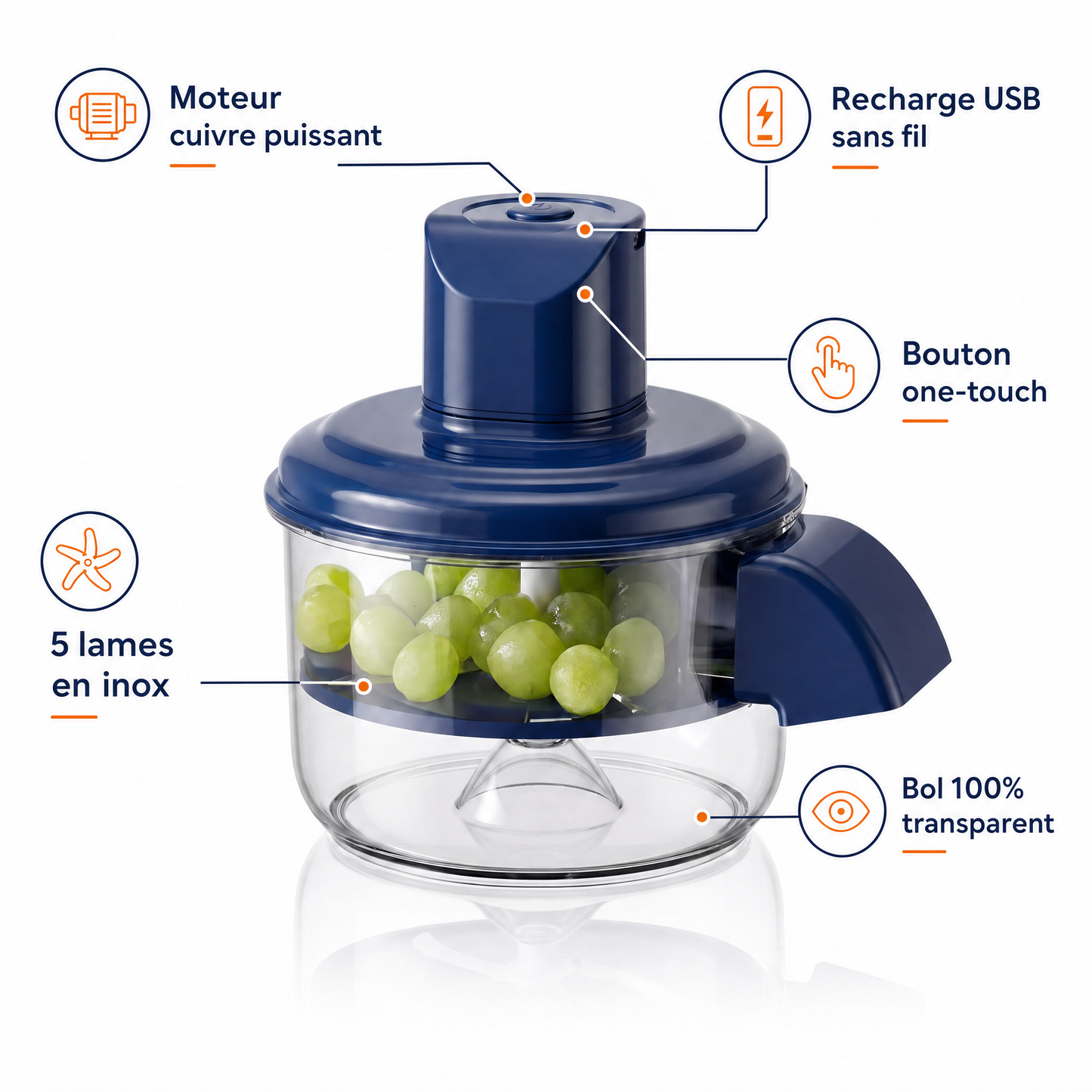 Éplucheur Électrique Automatique Transparent 5 Lames — Fruits & Légumes