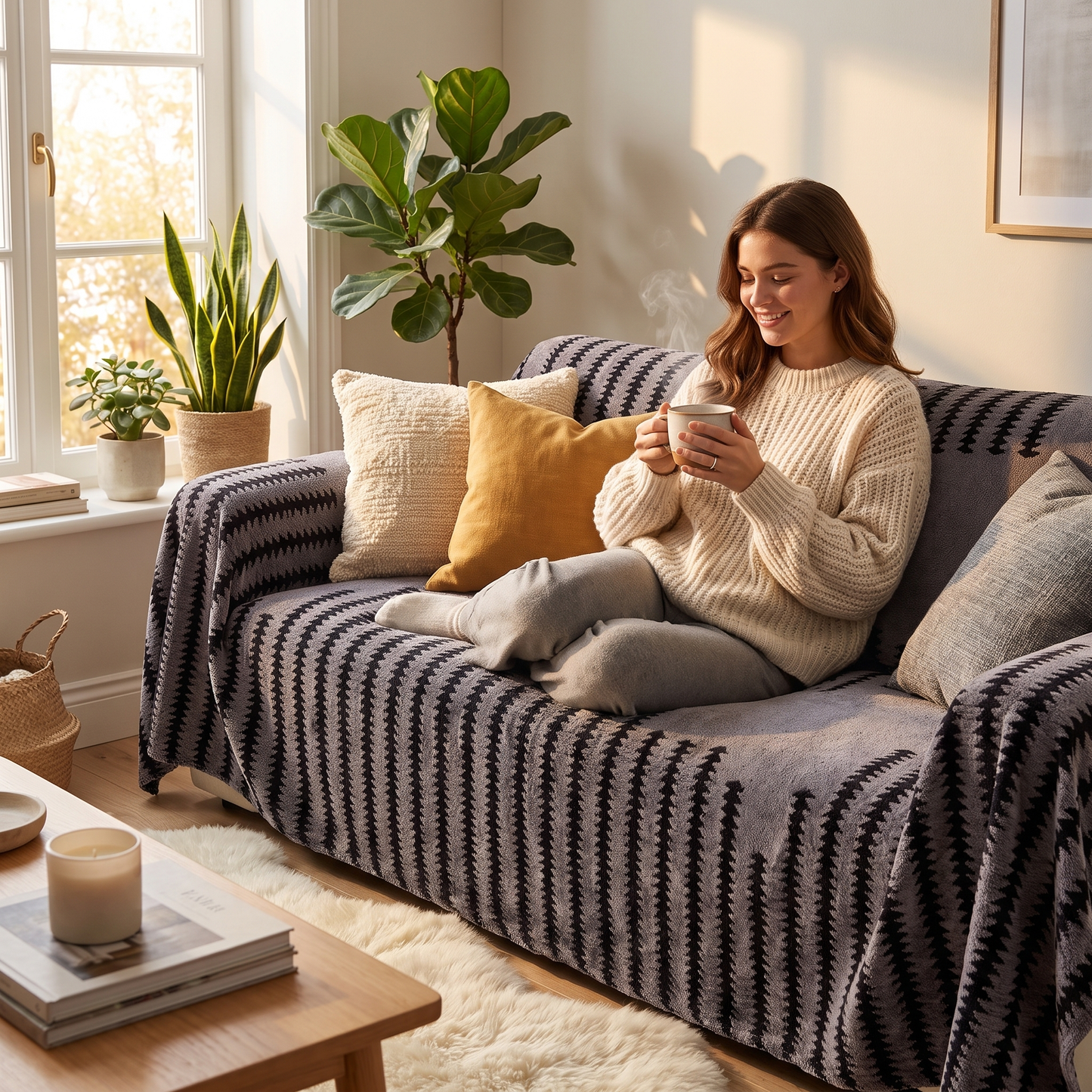 Salon cosy avec housse