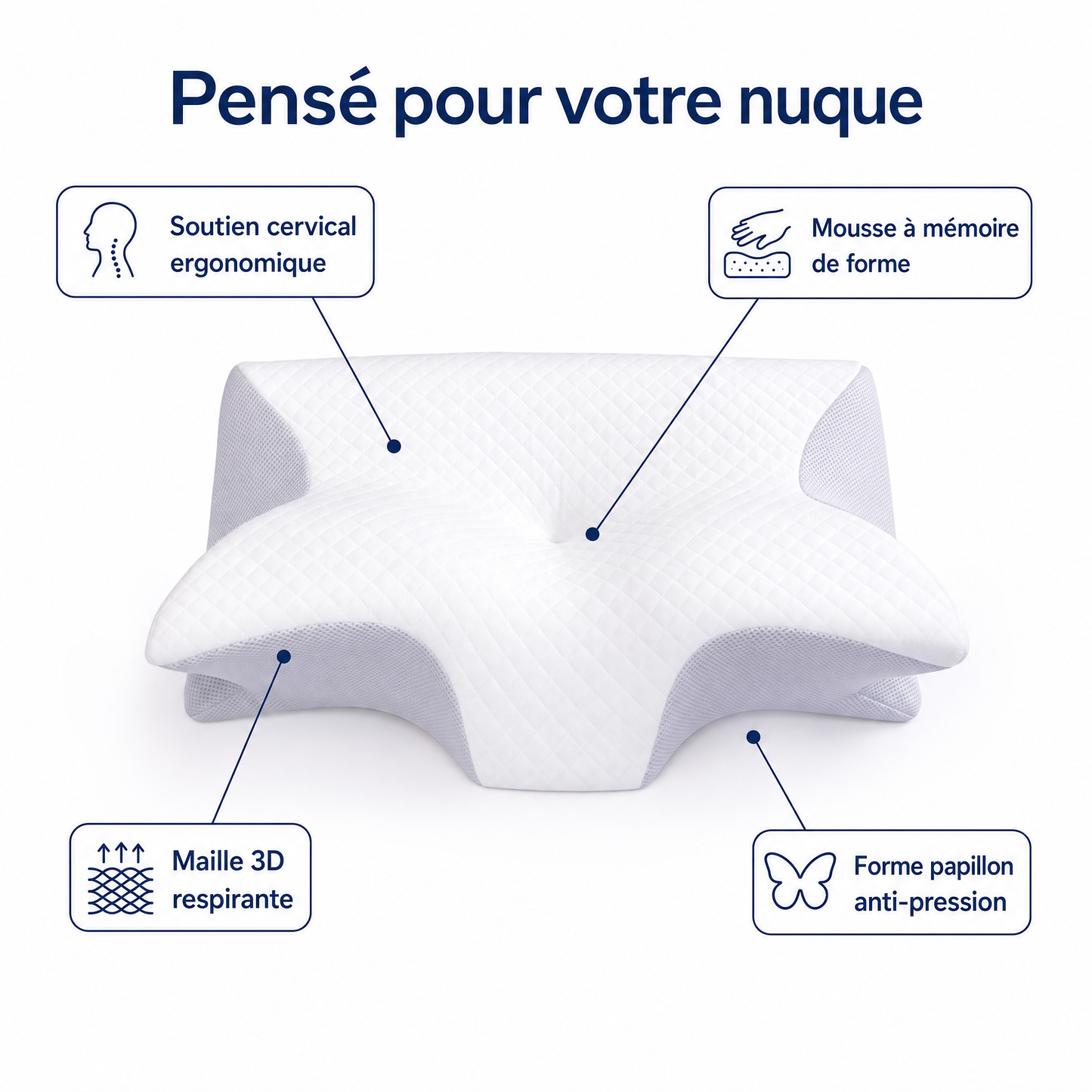 Oreiller Ergonomique Soya 2.0 — Mémoire de Forme Cervical