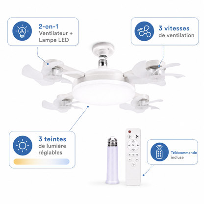 Ventilateur de plafond LED avec télécommande - info