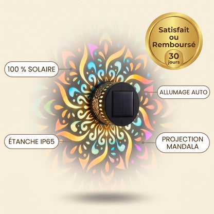Lampe Mandala Lumina — 100 % solaire, IP65, allumage auto
