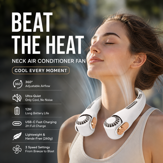 BreezeGo™ – Ventilateur de Cou Mains Libres 360°