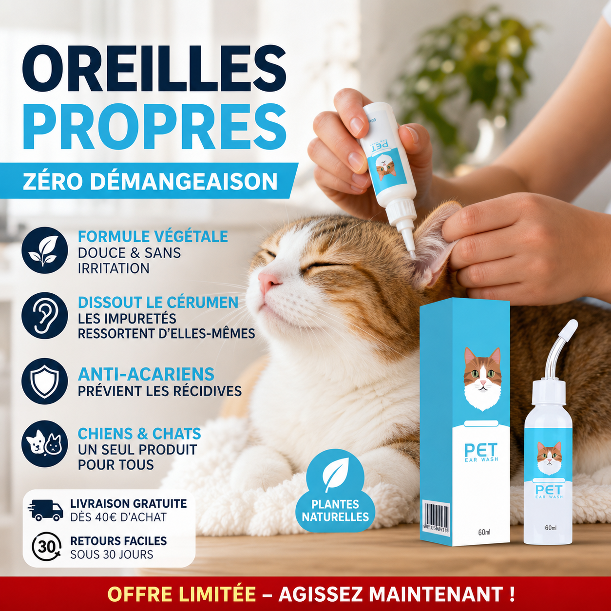 OtiPur™ – Nettoyant Auriculaire Apaisant Chiens & Chats
