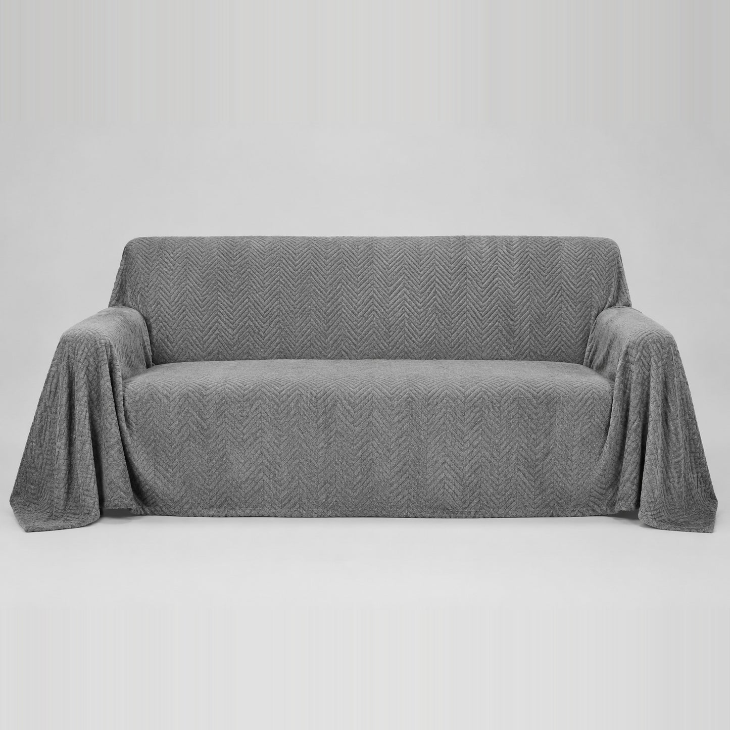 Housse de canapé en peluche — Gris anthracite