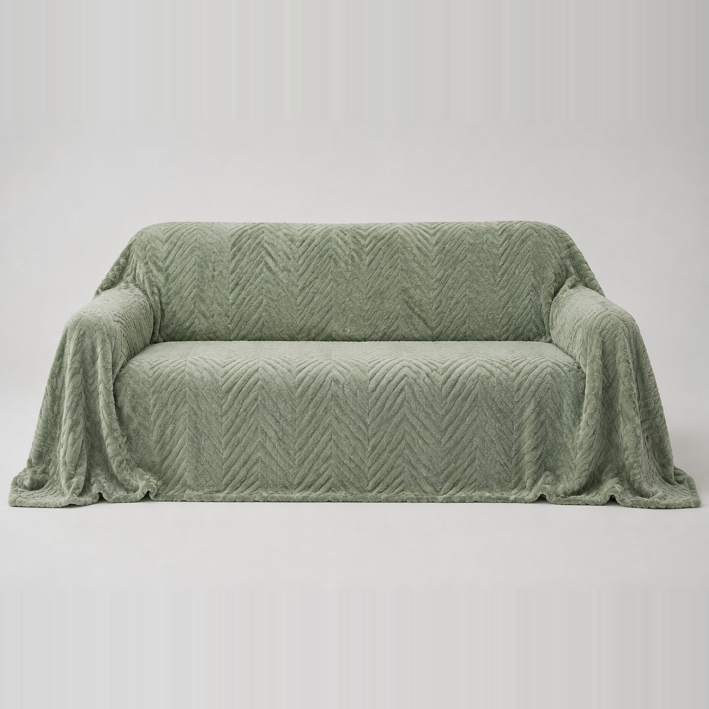 Housse de canapé en peluche — Vert sauge