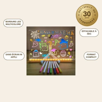 infographie — LumiBoard™ – Ardoise Transparente Lumineuse pour Enfant