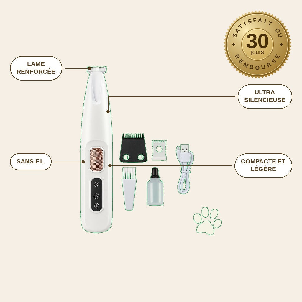 infographie — NetPattes™ – Tondeuse Silencieuse pour Pattes de Chien