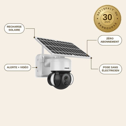 infographie — HéliaCam™ – Caméra de surveillance solaire sans fil WiFi extérieure