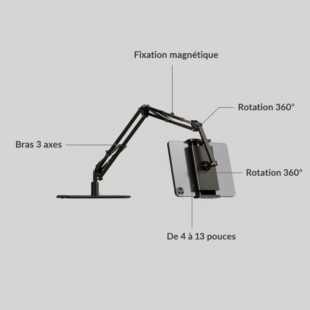 FlexArm™ – Support Articulé Magnétique pour Tablette & Téléphone