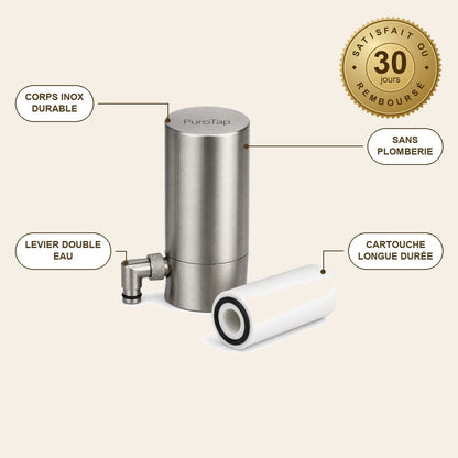 PuroTap™ – Filtre à Eau sur Robinet en Inox