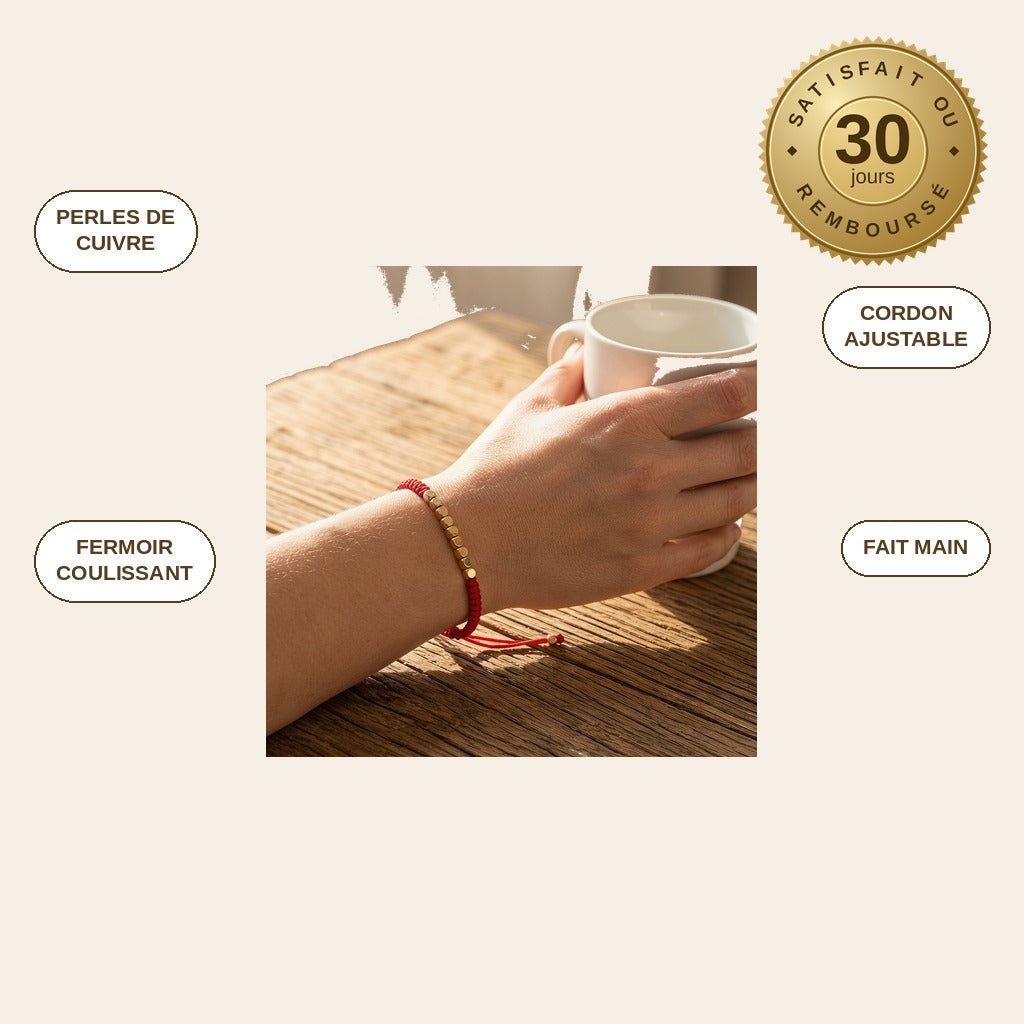infographie — CuivroZen™ – Bracelet Tibétain en Perles de Cuivre
