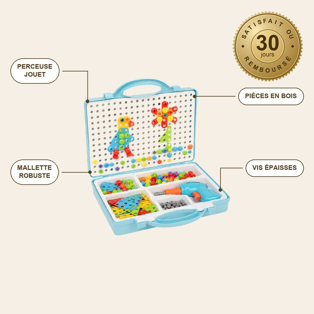 infographie — Mallette de Perçage Montessori — 204 pièces