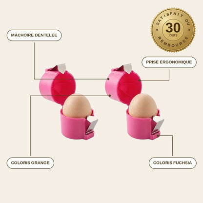 infographie — CoquiClic™ – Casse-Œuf & Écaleur 2-en-1