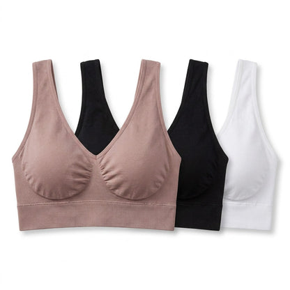 Kit 3 soutiens-gorge sans couture : les trois pieces, noir blanc vieux rose