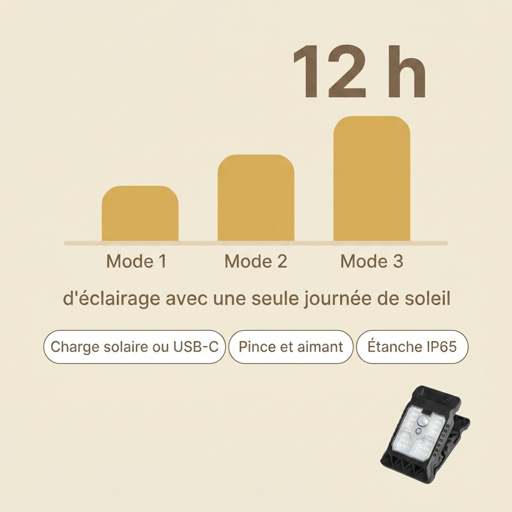 ClipLux – Lampe Solaire à Pince + Détecteur — résultats clients