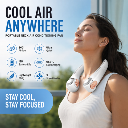 BreezeGo™ – Ventilateur de Cou Mains Libres 360°