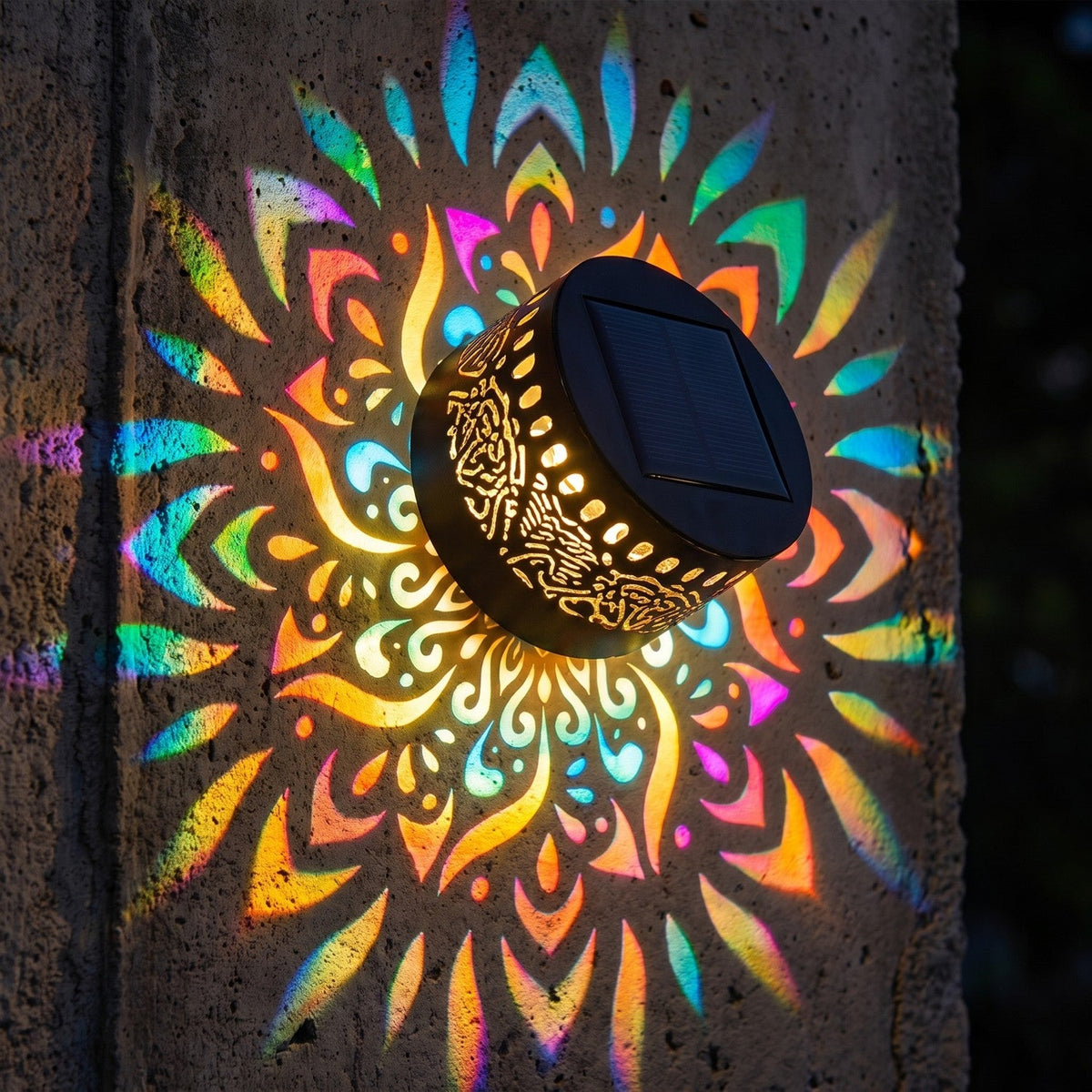 Gros plan de la lampe mandala allumée