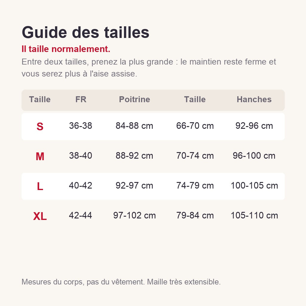 Guide des tailles S à XL