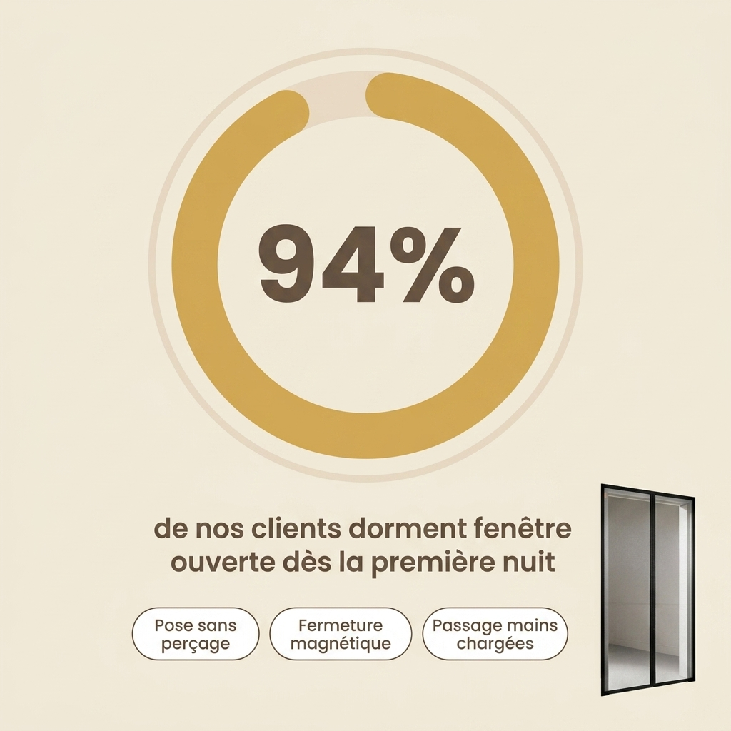 94% de nos clients dorment fenetre ouverte des la premiere nuit