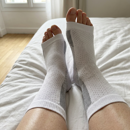 Chaussettes de compression NeuroMarche+ portees, bout ouvert
