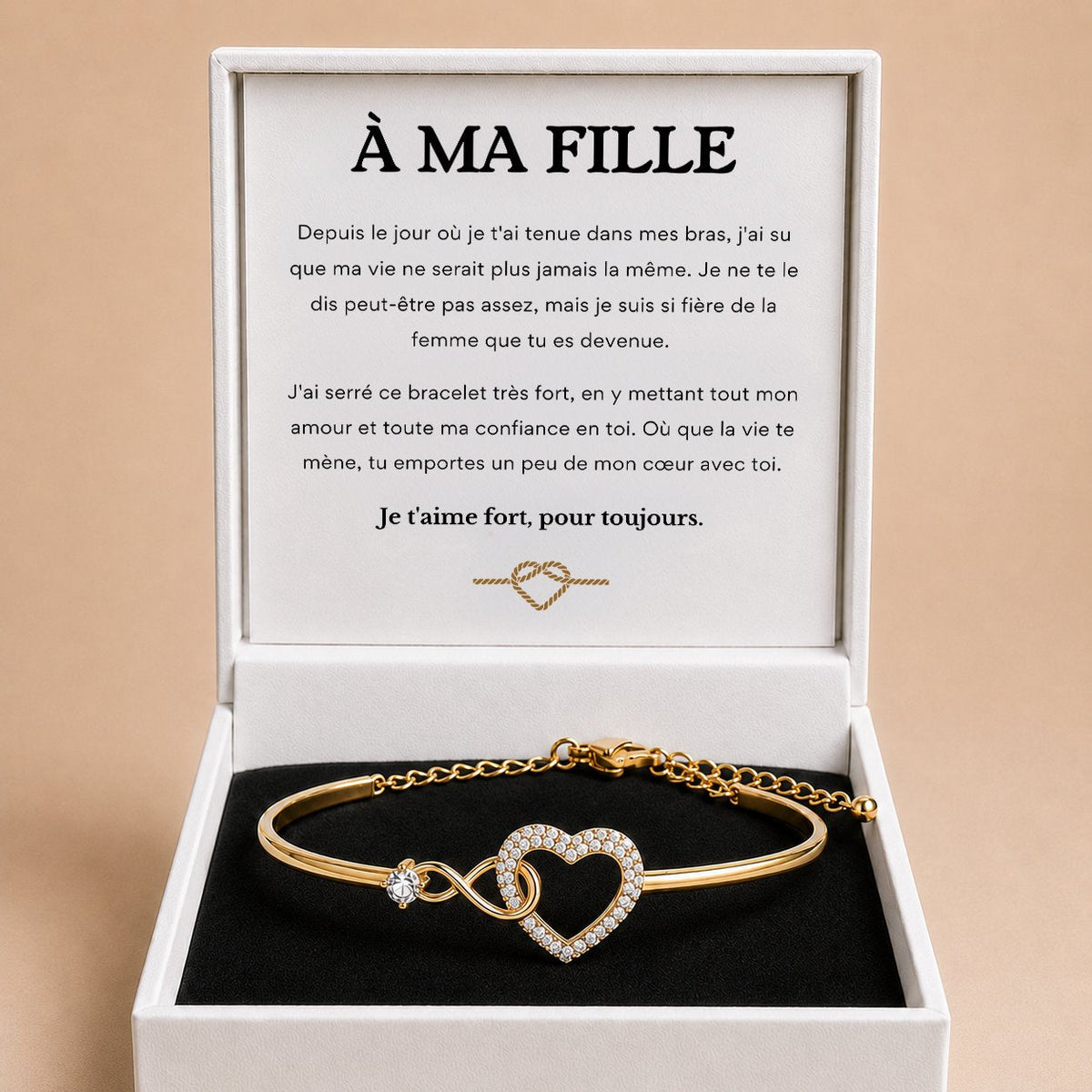 couleur Or — Bracelet Cœur Infini – Lien Mère-Fille