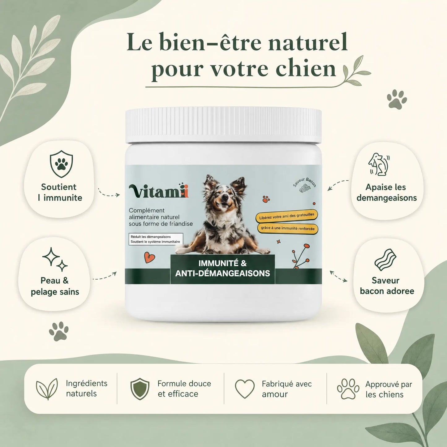 Friandises Naturelles Immunité & Anti-Démangeaisons pour Chien