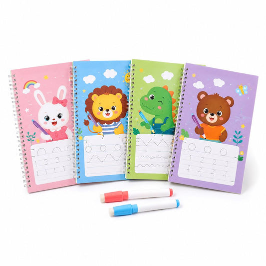 TraceMagic™ – Pack de 4 Cahiers d'Écriture Réutilisables