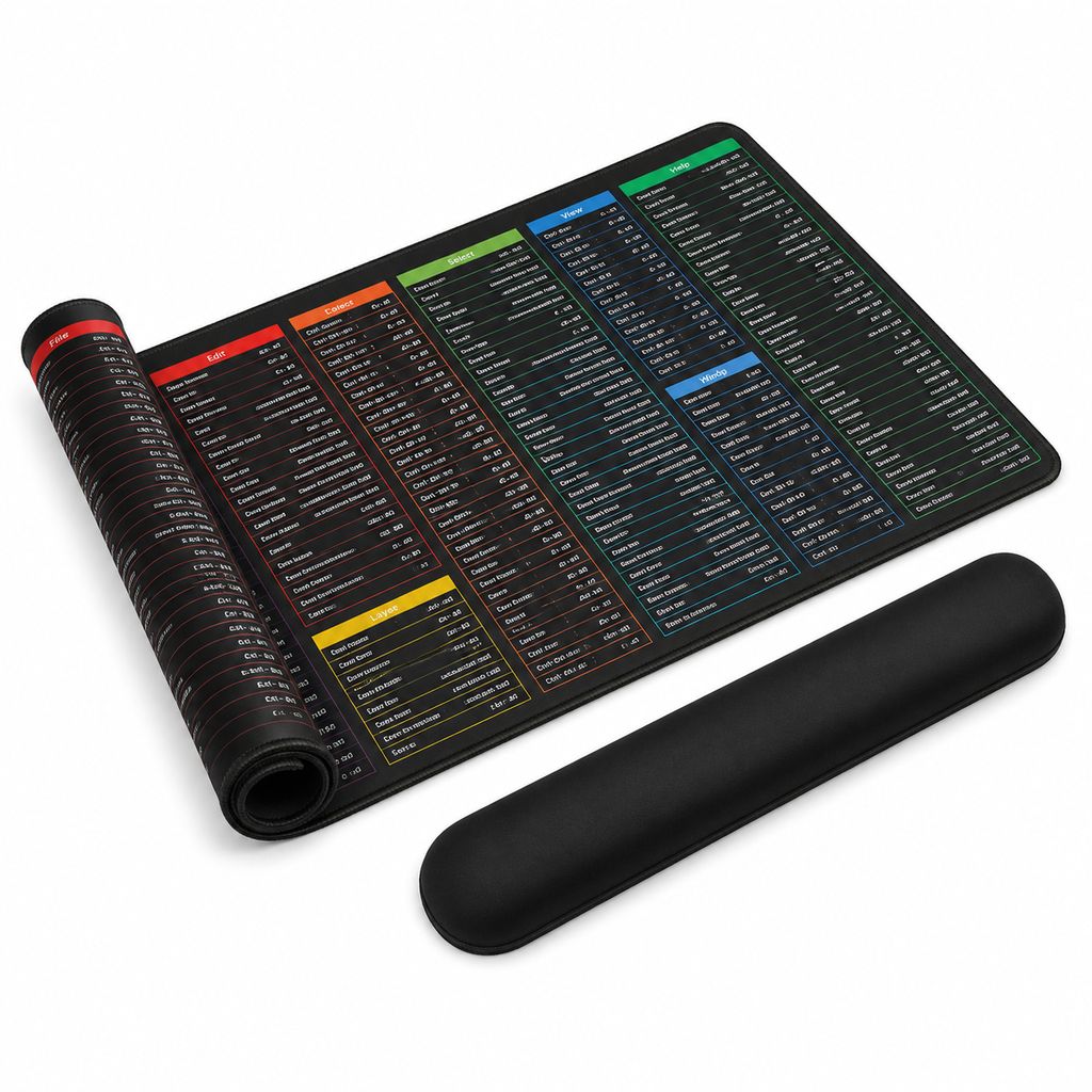 ShortMat™ – Grand Tapis de Souris avec Raccourcis Clavier