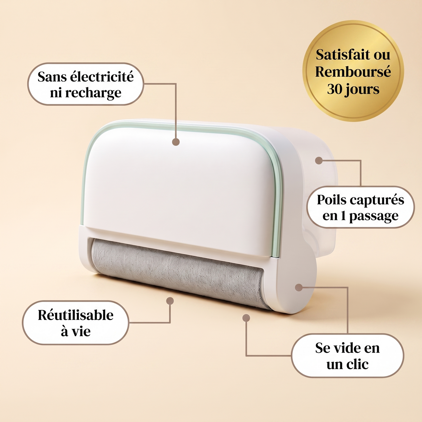 PoilZéro — Rouleau Anti-Poils Réutilisable
