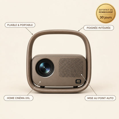 infographie — Vidéoprojecteur Pliable CinéFlip™ — Poignée Intégrée, Grand Écran