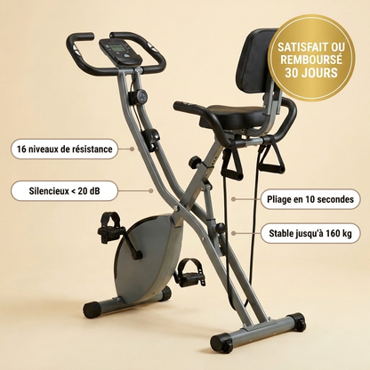 VeloFold Pro - 16 niveaux de résistance, silencieux, pliable, stable jusqu'à 160 kg