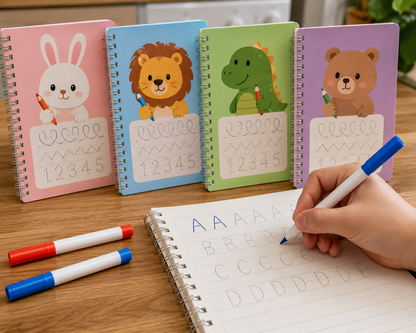 TraceMagic™ – Pack de 4 Cahiers d'Écriture Réutilisables
