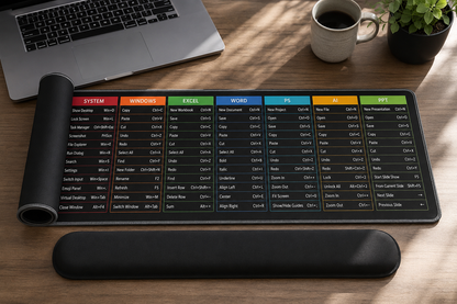 ShortMat™ – Grand Tapis de Souris avec Raccourcis Clavier