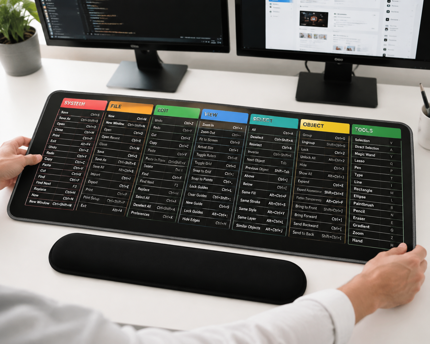 ShortMat™ – Grand Tapis de Souris avec Raccourcis Clavier