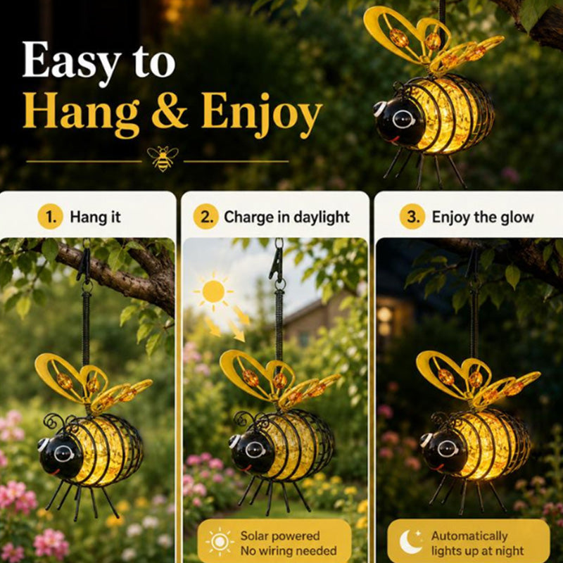 BeeLight™ – Lanterne Abeille Solaire Suspendue
