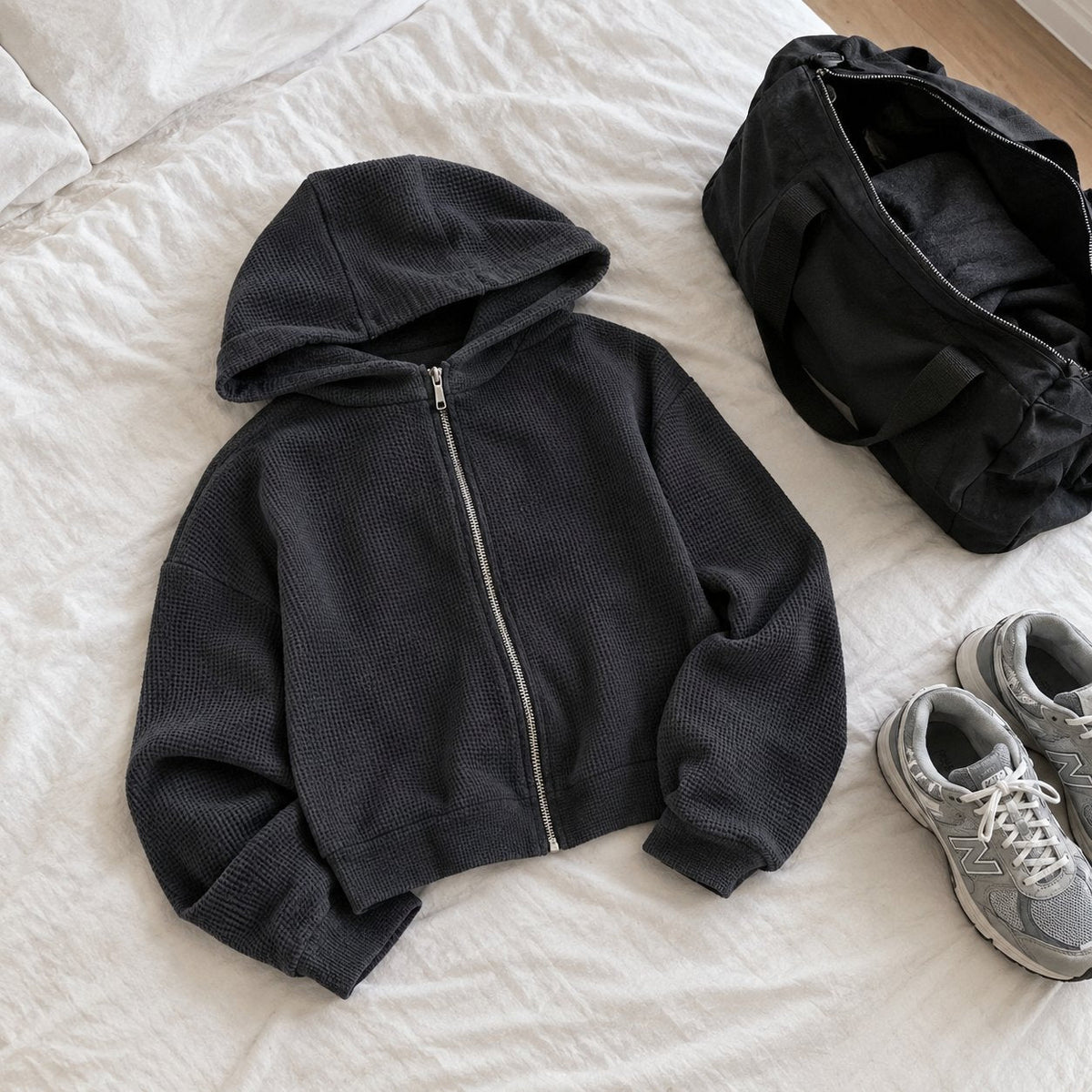 situation — WaffleZip™ – Sweat à Capuche Zippé Oversize