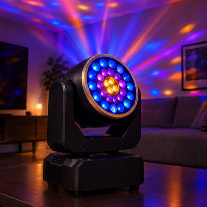 situation — Lyre LED DJ Pro HaloPulse™ – Tête Mobile RGBW Anneau Halo 19×15W