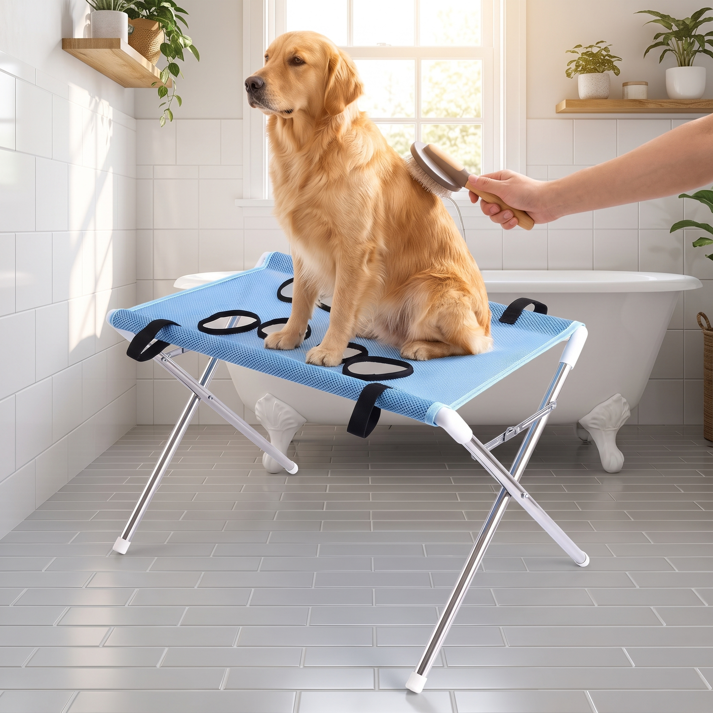 Table de Toilettage Pliable 2-en-1 pour Animaux